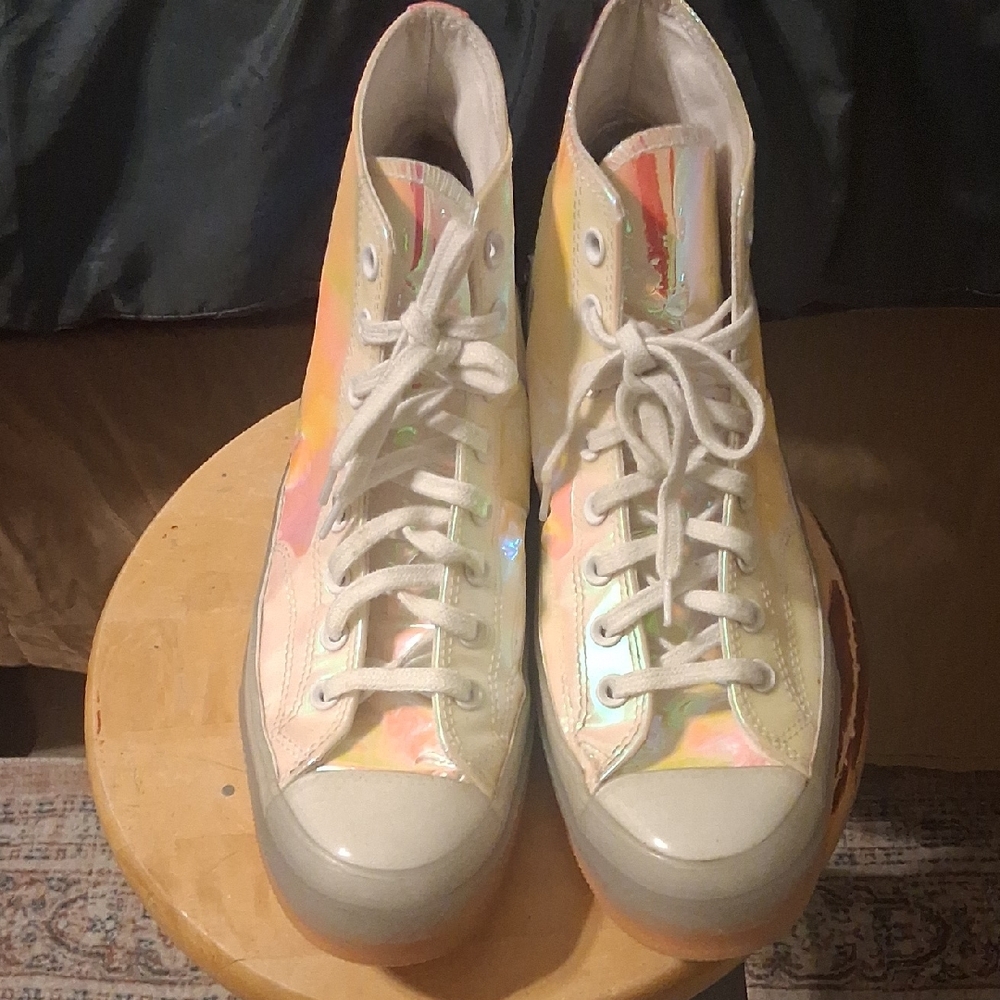 Converse Iridescent Cream High-Top Sneakers